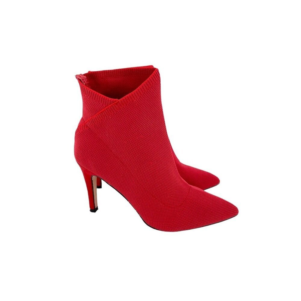 Mia Margerie Red Knit Sock Booties Pull On Stiletto Heel Pointed Toe SZ 8 - Picture 16 of 16
